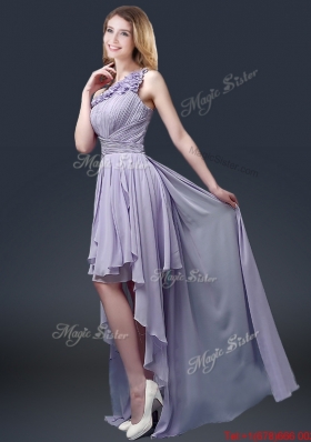 New Style One Shoulder High Low Ruffles Prom Dresses