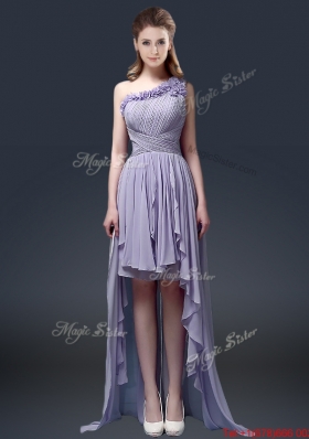 New Style One Shoulder High Low Ruffles Prom Dresses