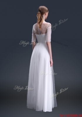 Popular Off the Shoulder Half Sleeves Prom Dresses with Beading