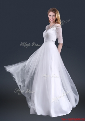 Popular Off the Shoulder Half Sleeves Prom Dresses with Beading