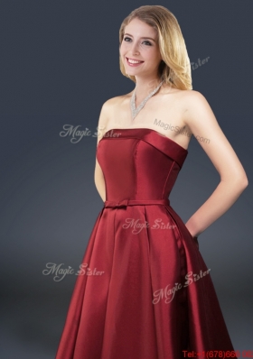 Winter Gorgeous A Line Strapless Prom Dresses with Brush Train