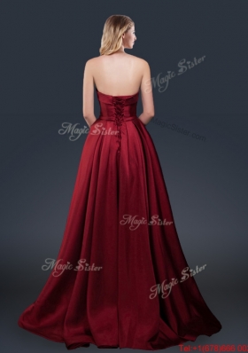 Winter Gorgeous A Line Strapless Prom Dresses with Brush Train