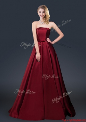 Winter Gorgeous A Line Strapless Prom Dresses with Brush Train