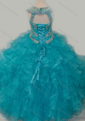 Beautiful Ball Gown Scoop Beaded Bodice Pretty Girls Party Dress with Lace Up