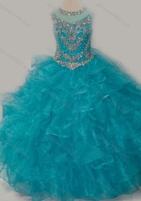 Beautiful Ball Gown Scoop Beaded Bodice Pretty Girls Party Dress with Lace Up