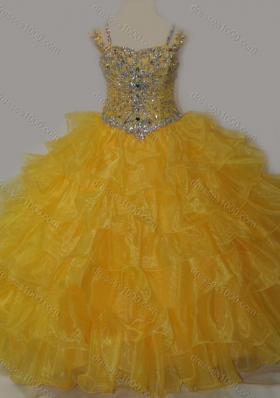 Beautiful Sweetheart Pretty Girls Party Dress with Spaghetti Straps in Yellow