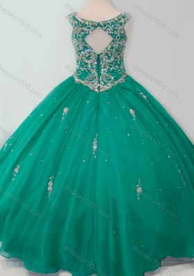 Classical Puffy Skirt Scoop Dark Green Mini Quinceanera Dress with Beading