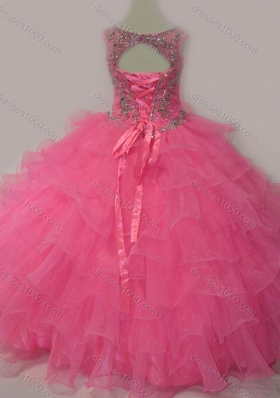 Discount Puffy Skirt Ruffled Layers Mini Quinceanera Dress in Rose Pink