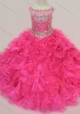 Exclusive Scoop Hot Pink Mini Quinceanera Dress with Beading and Ruffles
