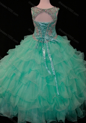 New Arrivals Mint Scoop Pretty Girls Party Dress with Beading and Ruffled Layers