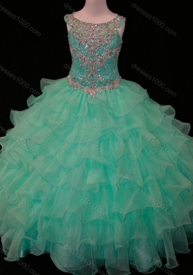 New Arrivals Mint Scoop Pretty Girls Party Dress with Beading and Ruffled Layers
