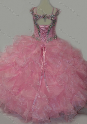 Popular V-neck Ruffled Mini Quinceanera Dress with Spaghetti Straps and Sequins