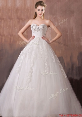 Lovely A Line Sweetheart Wedding Dresses with Beading and Appliques