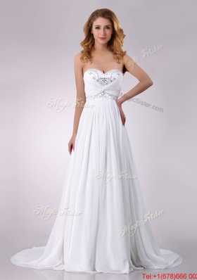 The Brand New Sweetheart Brush Train Beaded Wedding Dress in Chiffon