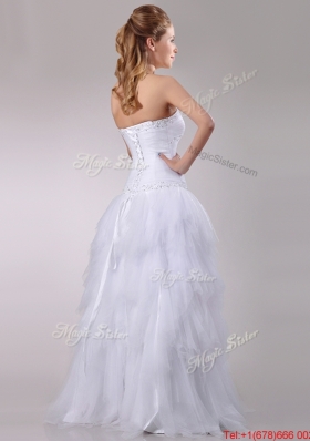 2016 Popular A Line Sweetheart Tulle Bridal Dress with Beading