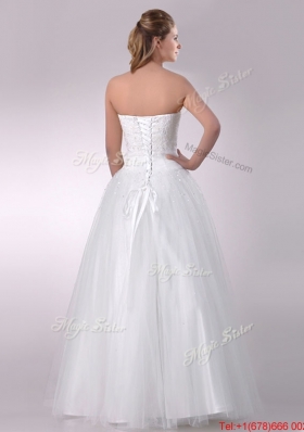 Cheap A Line Strapless Beaded Bridal Dress in Tulle for 2016