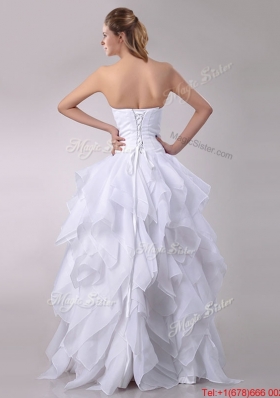 Modest A Line Strapless Ruffled Wedding Dress in Chiffon