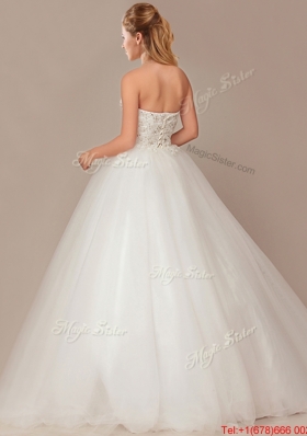 Cheap Ball Gown High Neck Wedding Dresses with Beading and Appliques