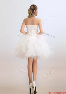 Cheap Ball Gown Short Wedding Dresses with Feather and Beading