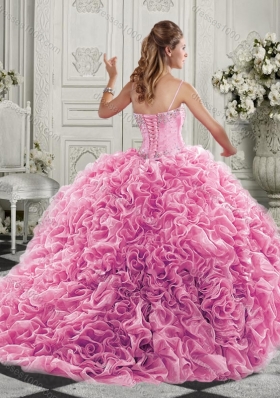 Classical Big Puffy Beaded and Ruffled Designer Quinceanera Gown in Organza