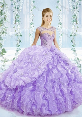 Puffy Skirt Bubble and Beaded Detachable Quinceanera Dress in Lavender