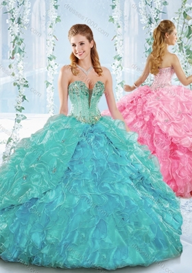 Deep V Neckline Detachable Quinceanera Dress with Beading and Ruffles