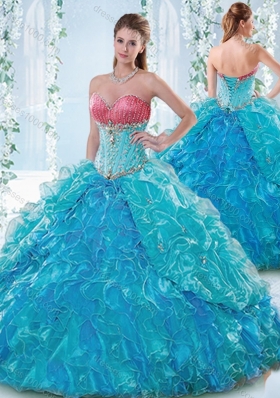 Elegant Beaded Bodice and Ruffled Elegant Quinceanera Dresses