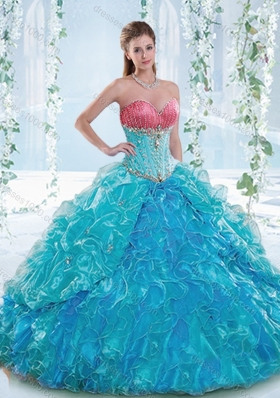 Exclusive Beaded Bodice and Ruffled Detachable Sweet 16 Dress in Organza