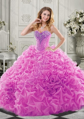 New Style Organza Lavender Elegant Quinceanera Dresses with Beading and Ruffles