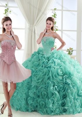 Popular Beaded Big Puffy Detachable Quinceanera Dresses in Rolling Flower