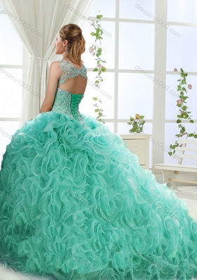 Fashionable Brush Train Detachable Quinceanera Dresses with Beading and Rolling Flower