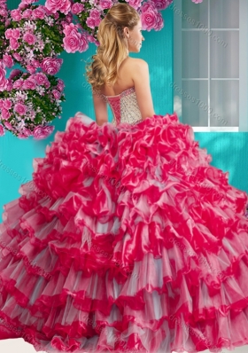 Romantic Beaded and Ruffled Layers Quinceanera Dress with Really Puffy