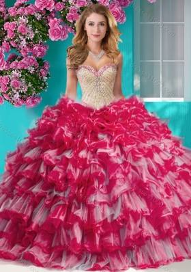 Romantic Beaded and Ruffled Layers Quinceanera Dress with Really Puffy