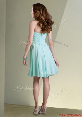 New Arrivals Empire Ruched Chiffon Short Dama Dress in Aqua Blue