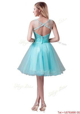 Classical See Through Bateau A Line Prom Dress with Beading