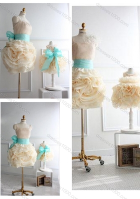 Top Selling Rolling Flowers Lovely Prom Dress with Sashes and Discount Scoop Little Girl Dress with Rolling Flowers