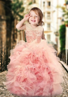 New Arrival Wonderful Ruffled and Laced Flower Girl Pageant Dress with See Through Scoop