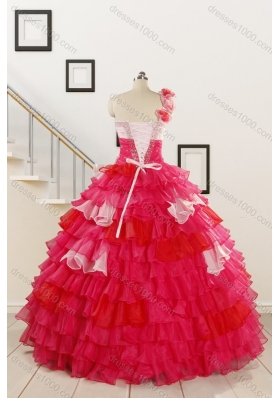 Cheap One Shoulder Beading Quinceanera Dresses for 2015