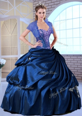 Wonderful Sweetheart Taffeta Royal Blue Quinceanera Dresses with Appliques