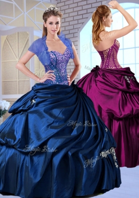 Wonderful Sweetheart Taffeta Royal Blue Quinceanera Dresses with Appliques