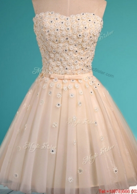 Exquisite Applique and Beaded Sweetheart Bridesmaid Dress in Mini Length