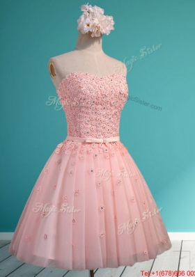 Exquisite Applique and Beaded Sweetheart Bridesmaid Dress in Mini Length