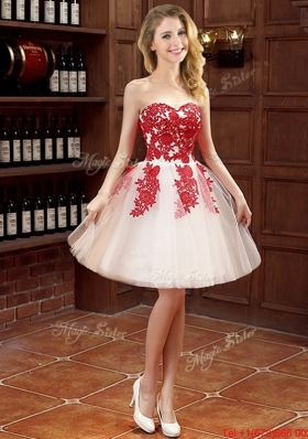 Hot Sale Mini Length Appliques Bridesmaid Dress in White