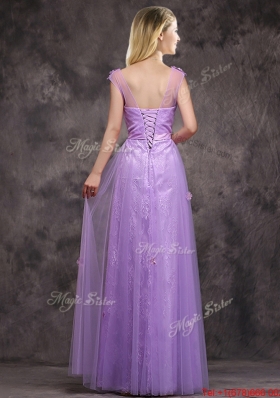 New Arrivals Beaded and Applique Long Bridesmaid Dress in Lavender