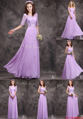 Pretty One Shoulder Lavender Bridesmaid Dress with Applique Decorated Waist