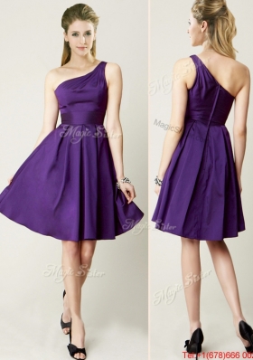 Top Selling Mini Length Ruching Bridesmaid Dress in Purple