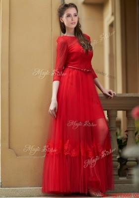 2016 Cheap Empire Bateau Belted and Applique Dama Dresses  in Ankle Length