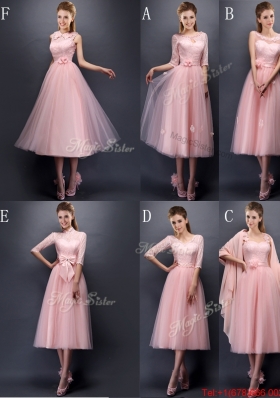 2016 Comfortable Scoop Half Sleeves Prom Dresses  with Hand Made Flowers and Appliques