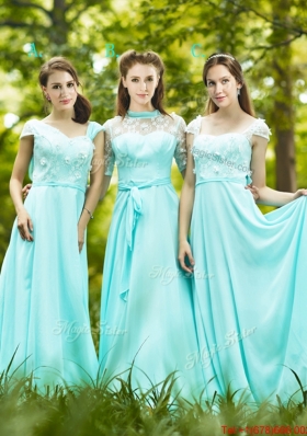 2016 Lovely Chiffon Empire Long Prom Dresses  in Apple Green