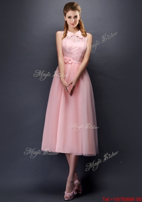 Most Popular Baby Pink Tulle Bulk Sale Dama Dresses n Tea Length